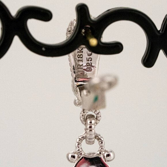 Judith Ripka Sterling Silver and 18K Gold with Dyed Sapphire Pendant Earrings - Picture 5 of 6